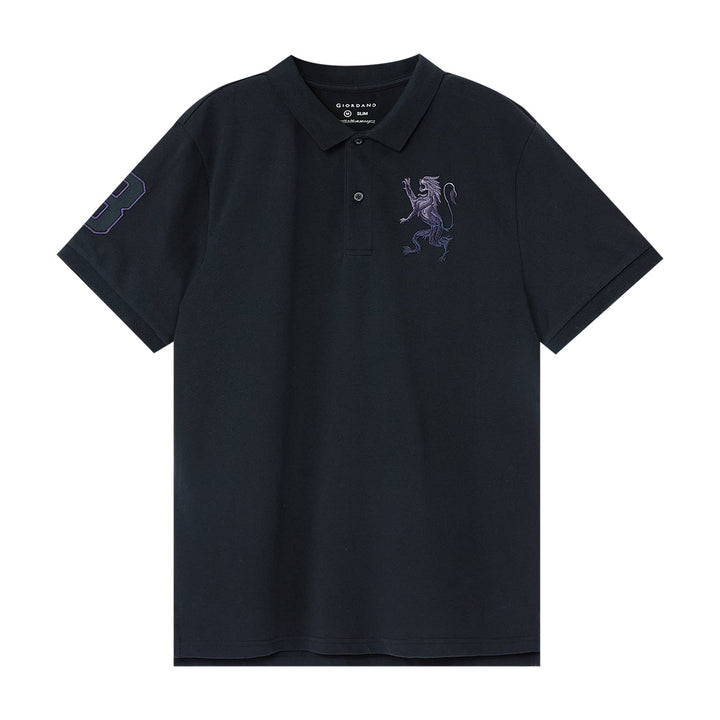 Men's Embroidered Lion Polo | Slim Fit