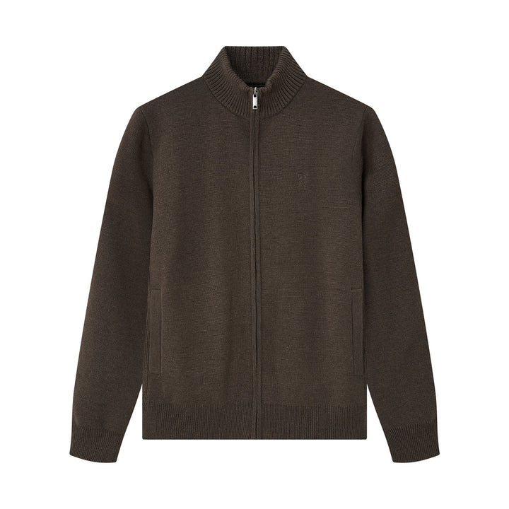 Lion Embroidered Zip Up Cardigan