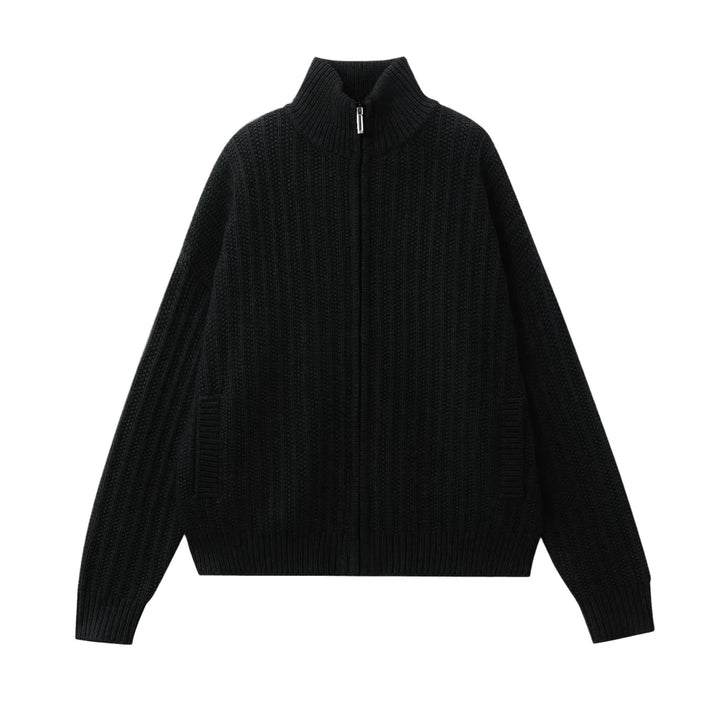 Rib Knit Zip Cardigan