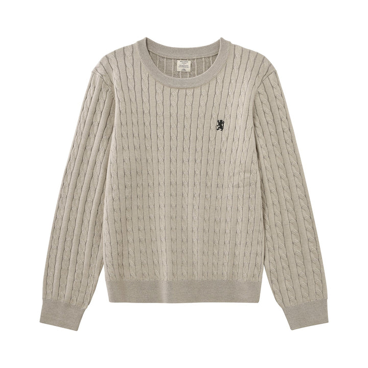 Pullover Sweater with Lion Embroidery