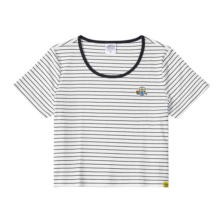 Minions U Neck Striped Tee