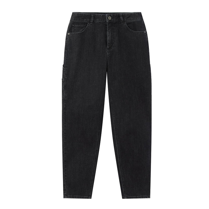 Sand Wash High-Waist Straight Leg Denim Jeans
